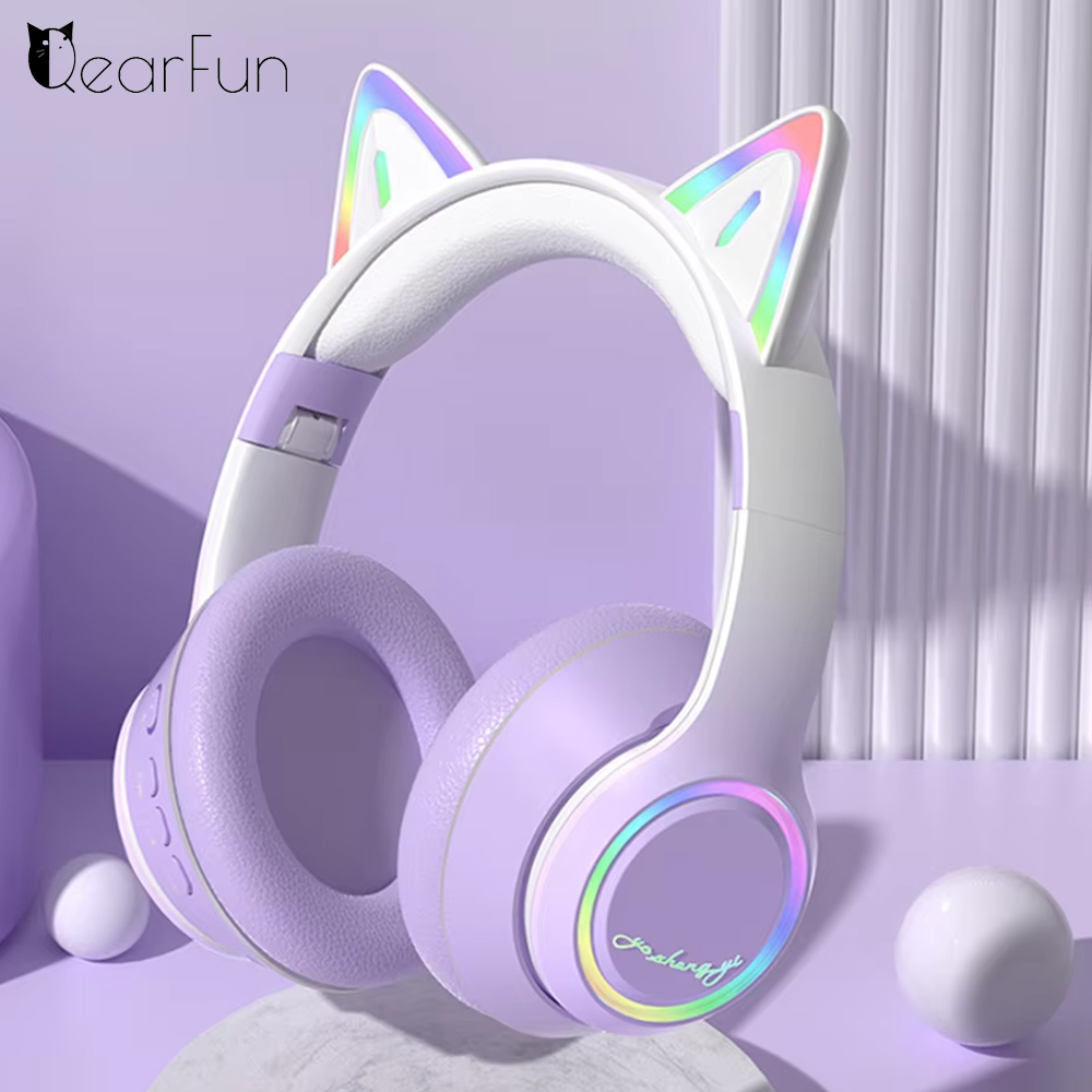 Kids Outdoor Music - RGB Cat Ear Bluetooth Headphones For