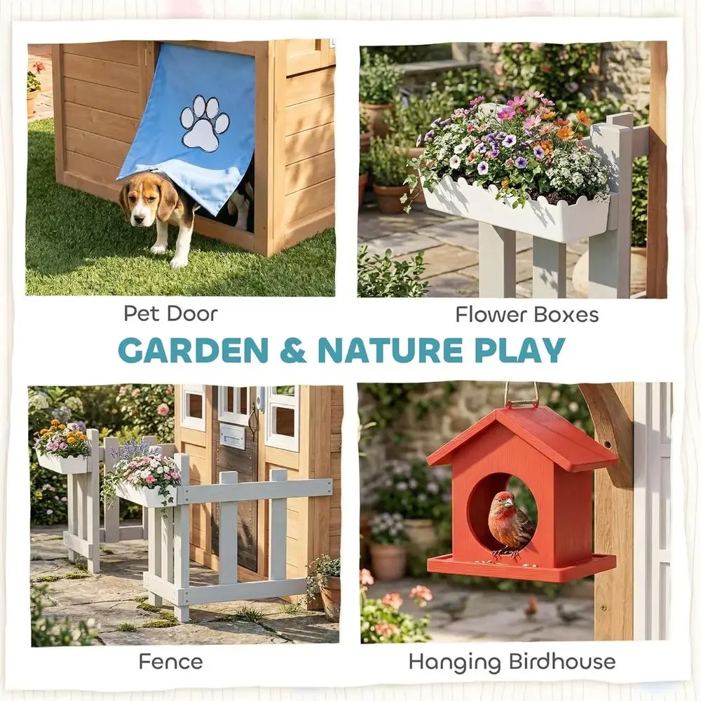 Qaba Outdoor Playhouse with Pe - Qaba Kids Outdoor Playhouse recension och pris