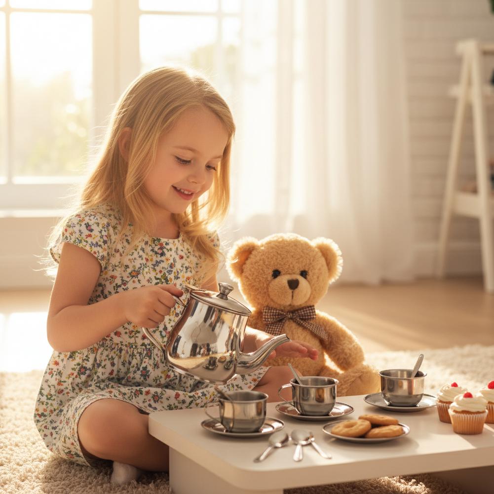 Kids Stainless Steel Tea Set T - Kids Outdoor Kitchen Diy recension och pris