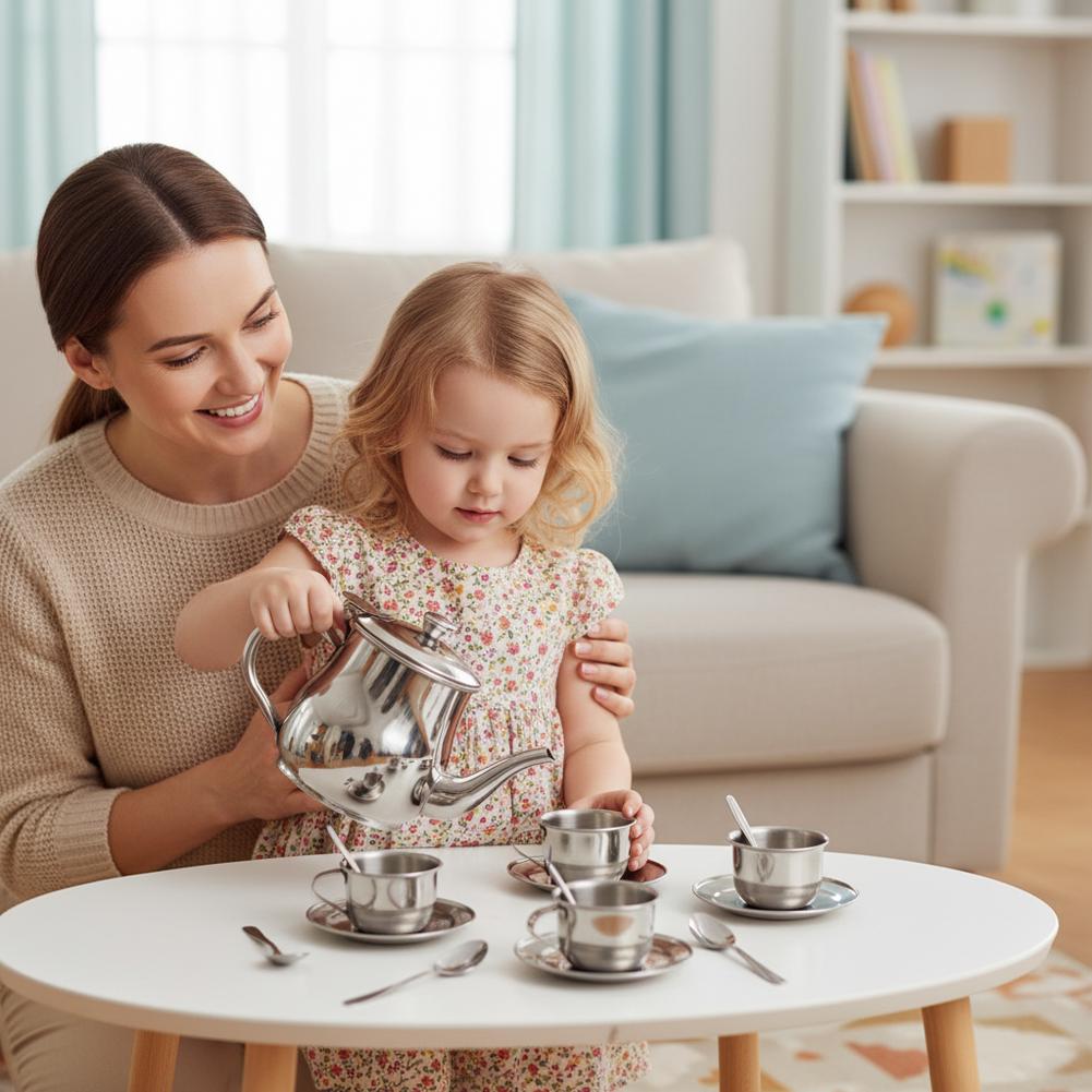 Kids Stainless Steel Tea Set T - Kids Outdoor Kitchen Diy recension och pris