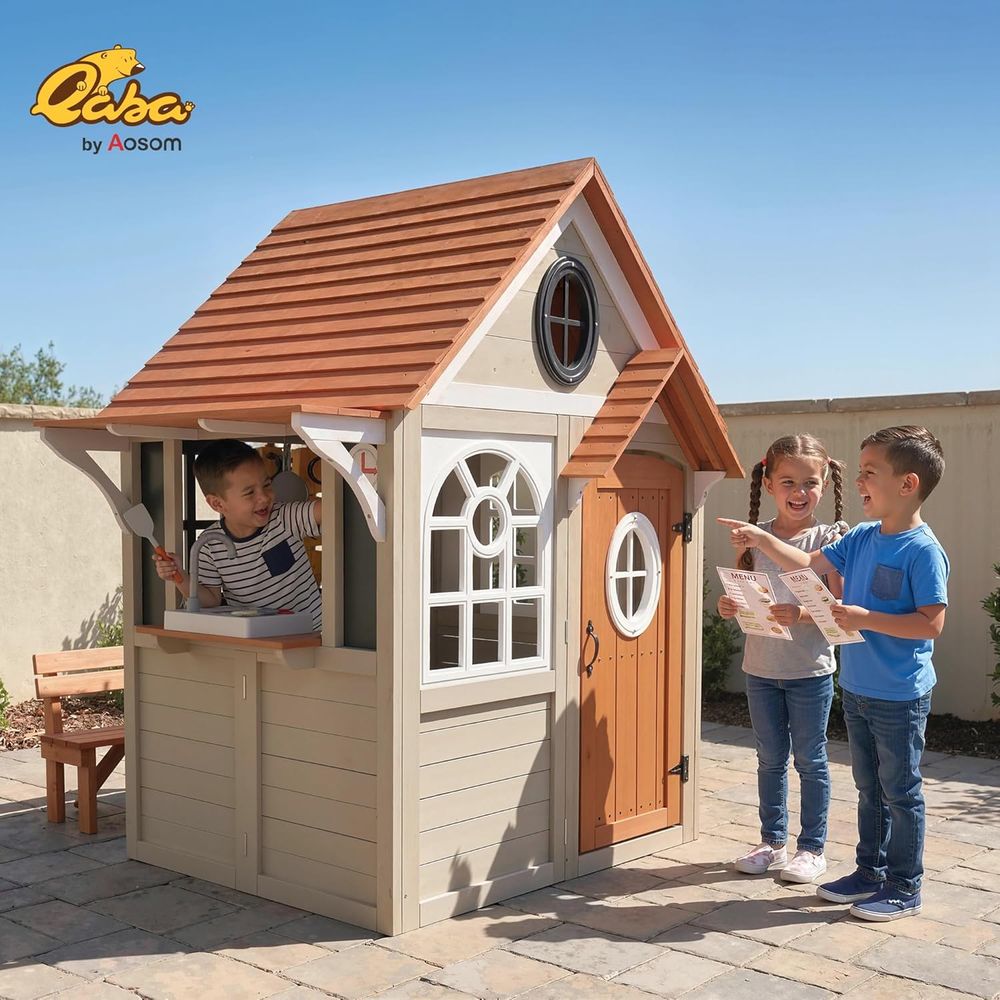 Qaba Outdoor Playhouse Wooden  - Qaba Kids Outdoor Playhouse recension och pris