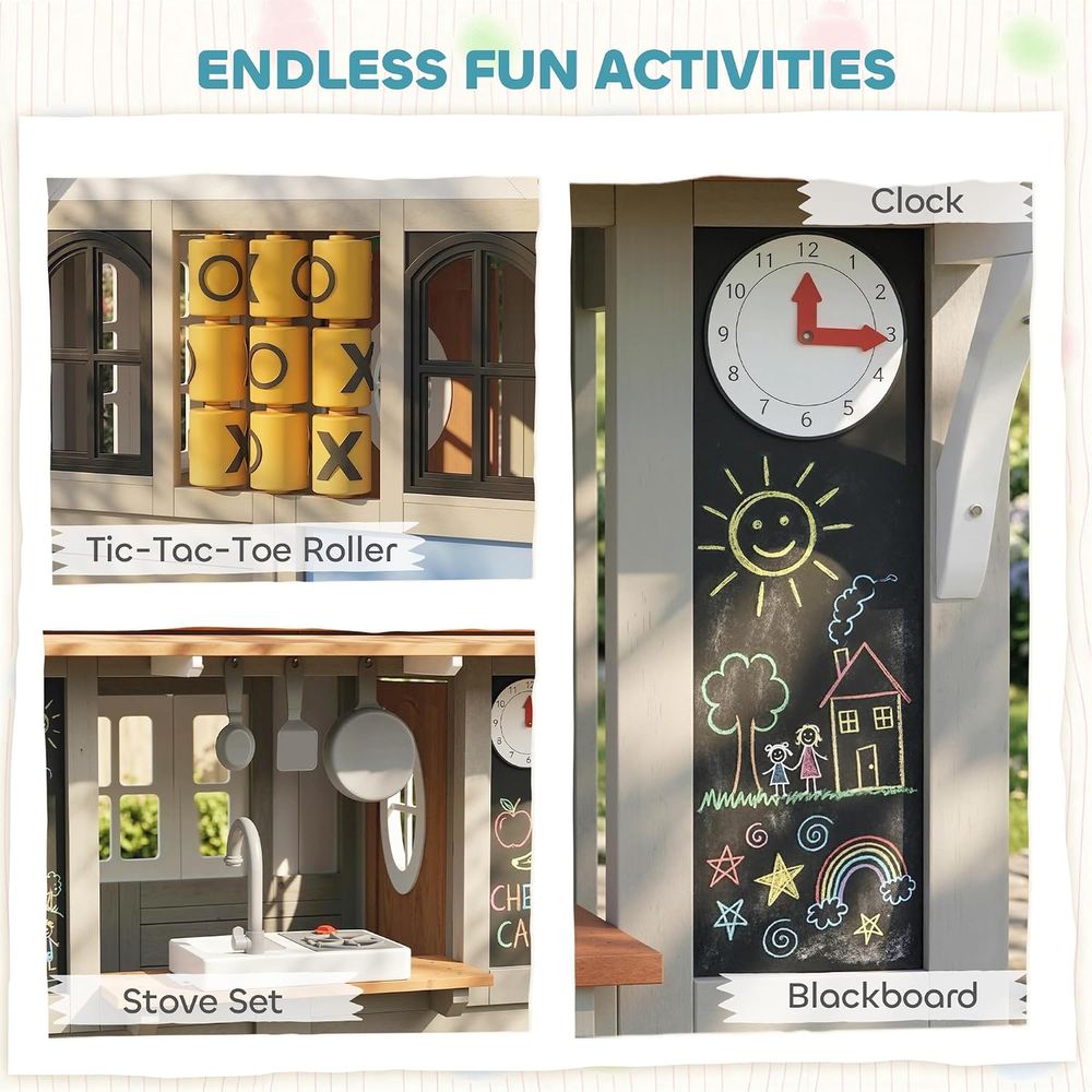 Qaba Outdoor Playhouse Wooden  - Qaba Kids Outdoor Playhouse recension och pris