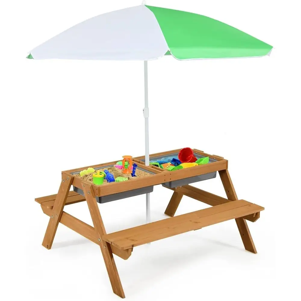 4-in-1 Wooden Sand & Water Pic - Kids Outdoor Furniture Set recension och pris
