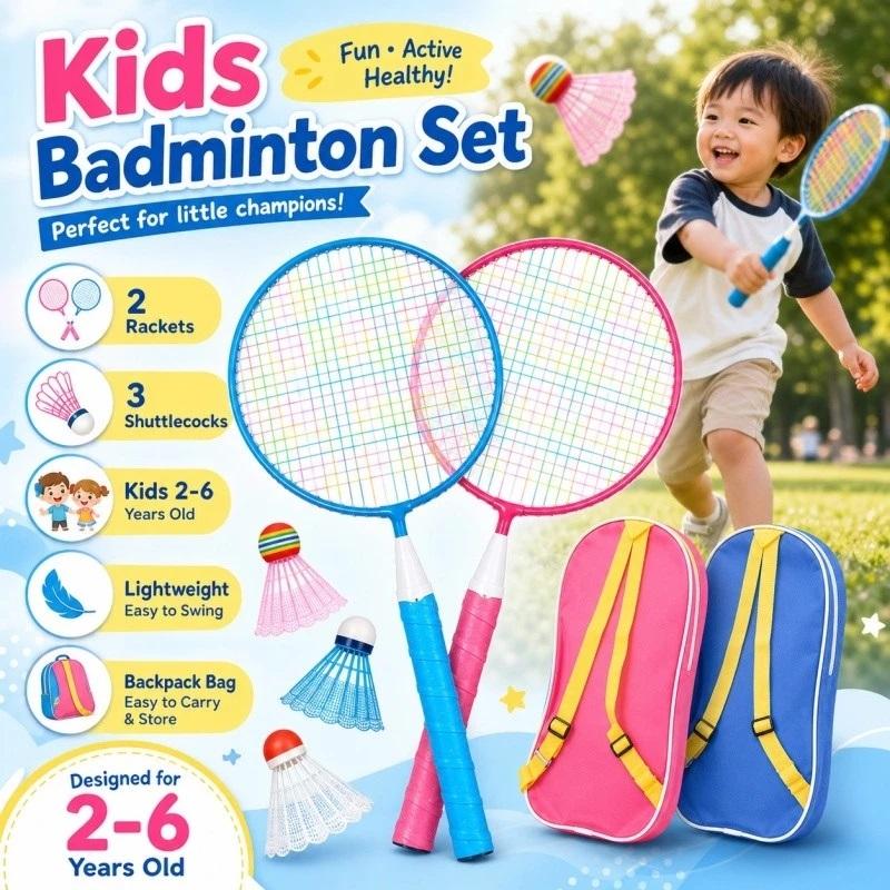 Kids Badminton Racket 2pcs Wit - Kids Indoor Outdoor Games recension och pris