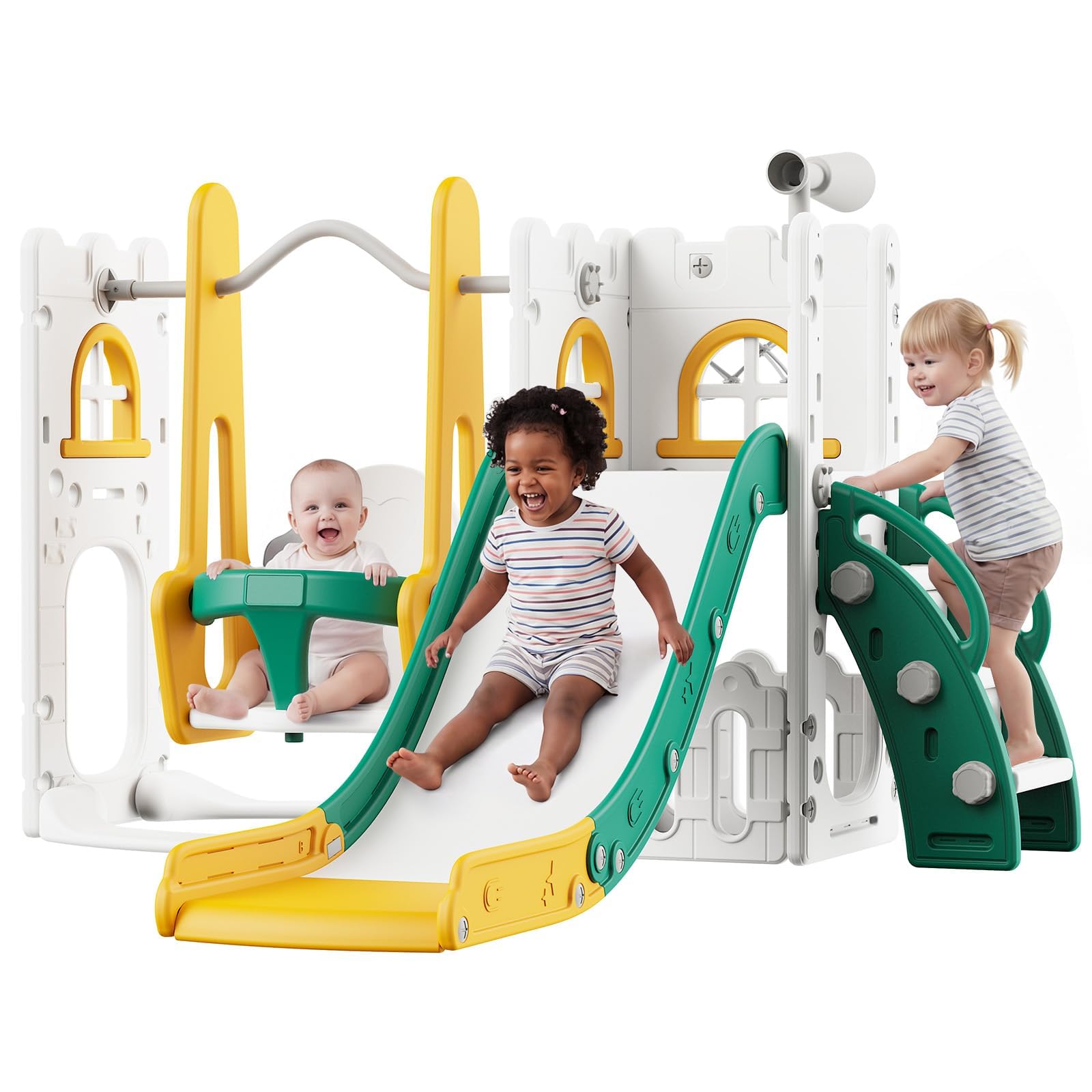 7 in 1 Toddler Slide And Swing - Kids Outdoor Basketball Hoop recension och pris
