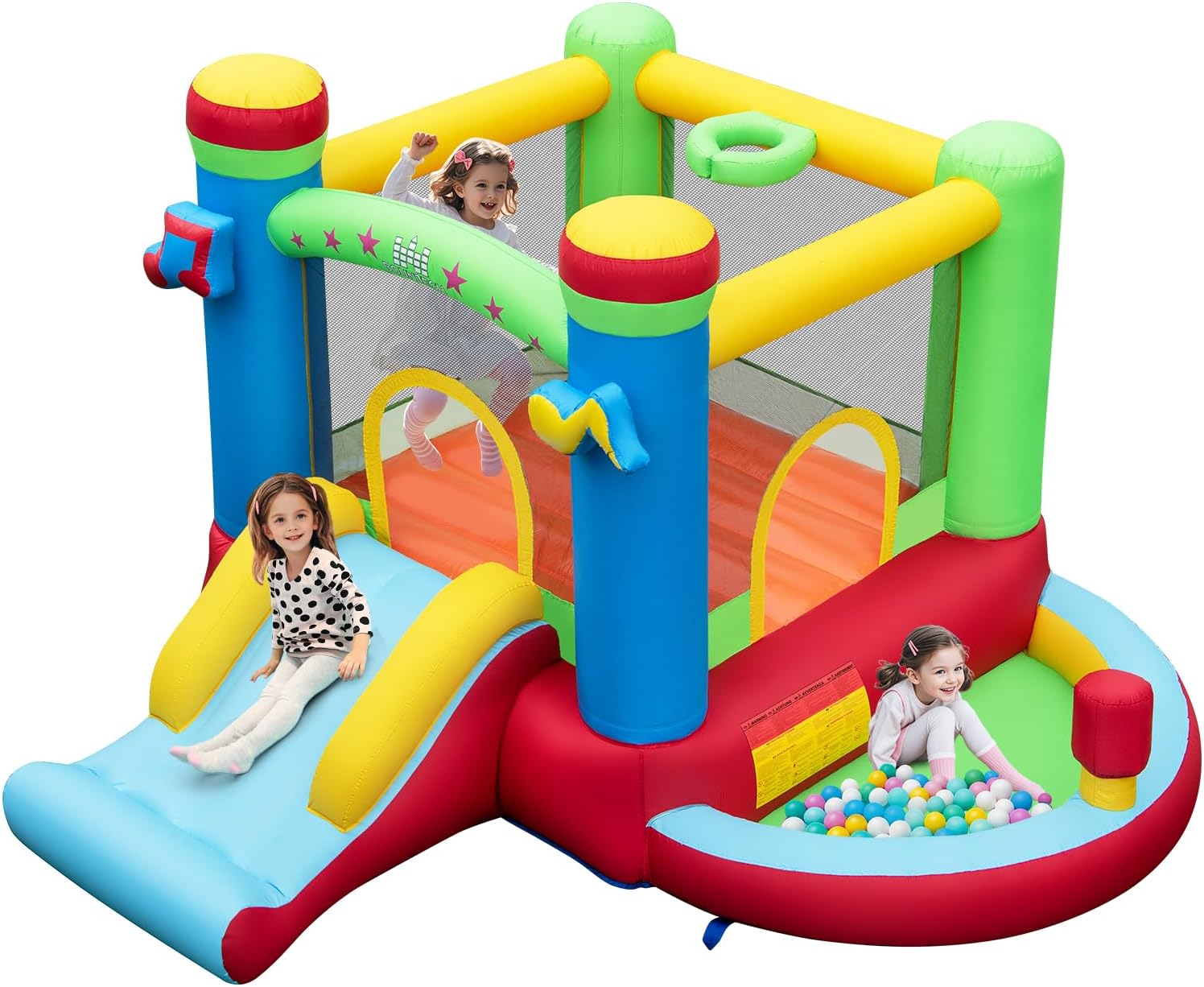Inflatable Bounce House with B - Kids Outdoor Basketball Hoop recension och pris
