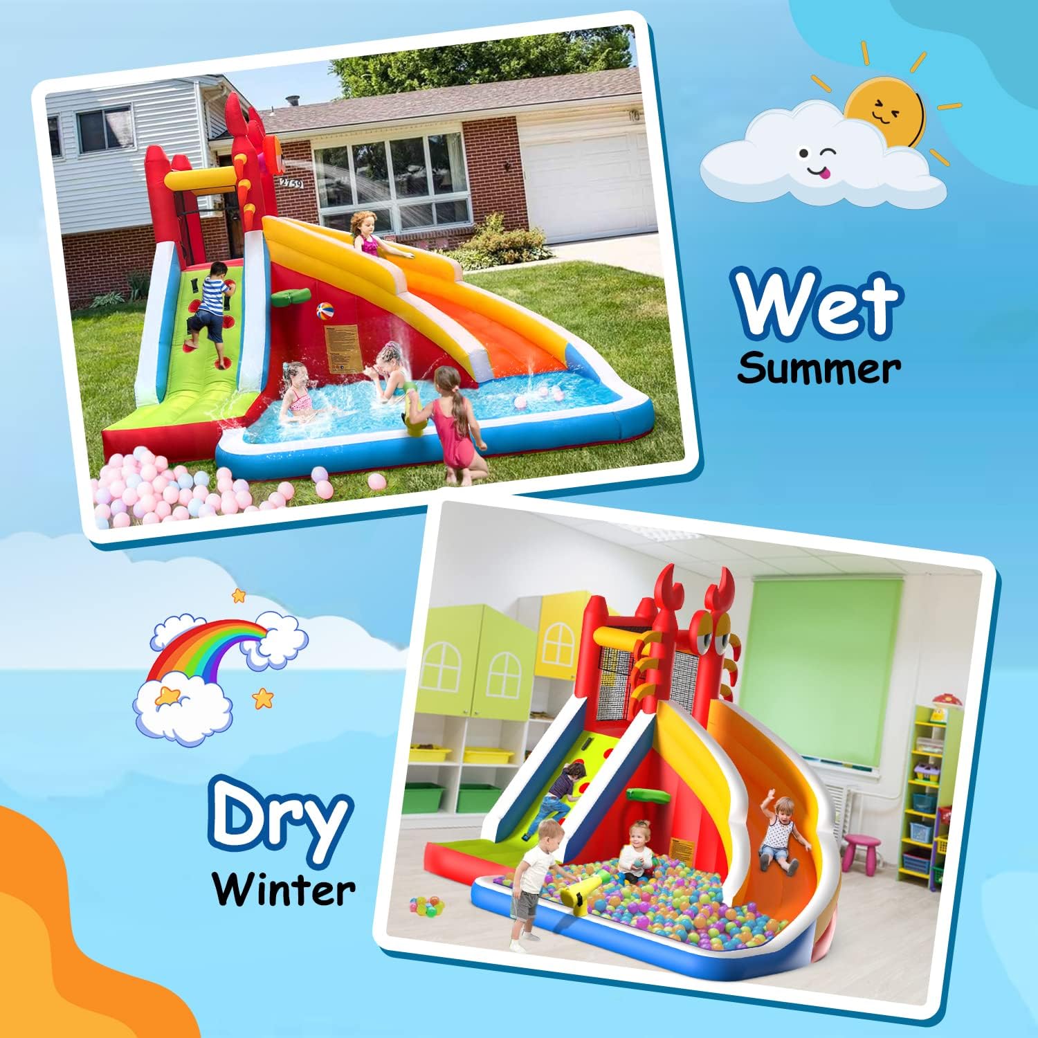 Large Inflatable Bounce House  - Kids Outdoor Basketball Hoop recension och pris