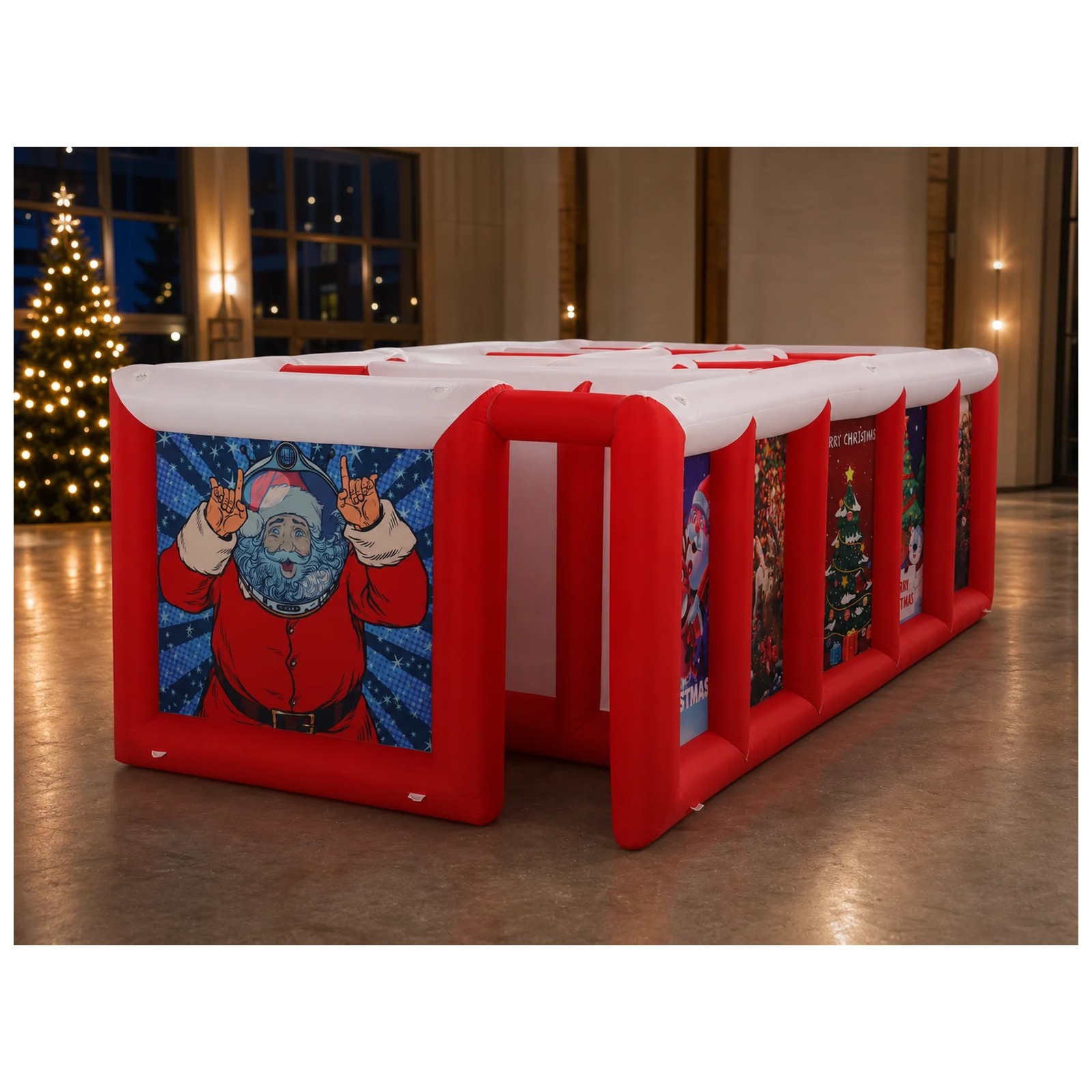 Large Red White Flat Roof Infl - Outdoor Games For Kids recension och pris